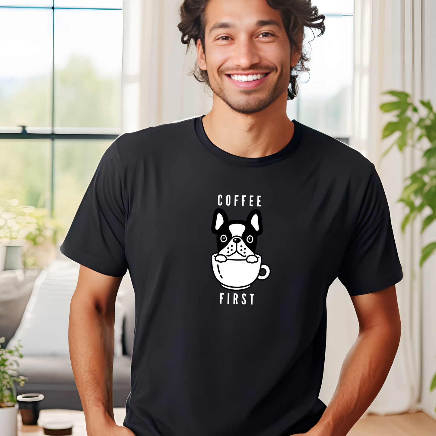 Coffee First Frenchie Short Sleeve T-shirt