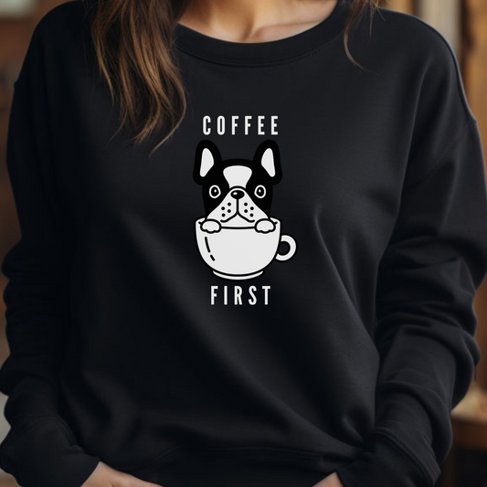 Coffee First Frenchie Unisex Premium Sweatshirt