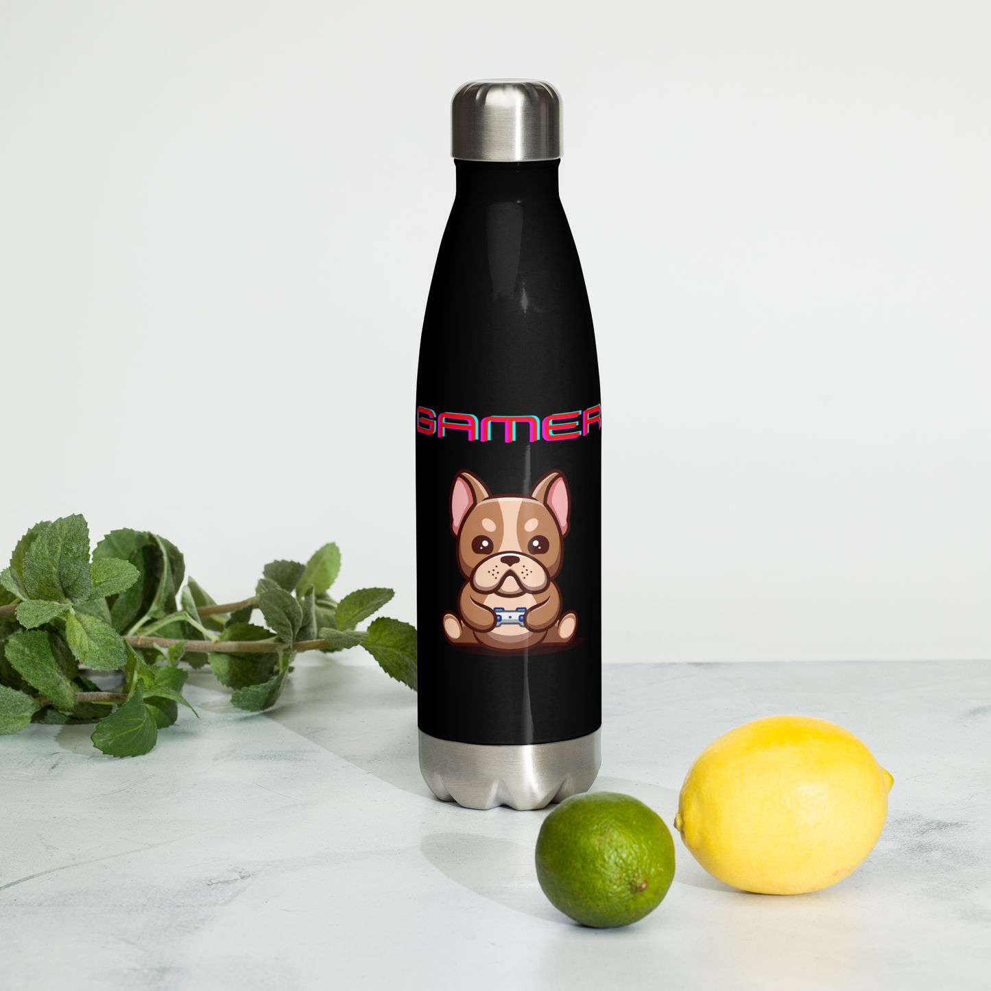 Frenchie Gamer Stainless Steel Water Bottle