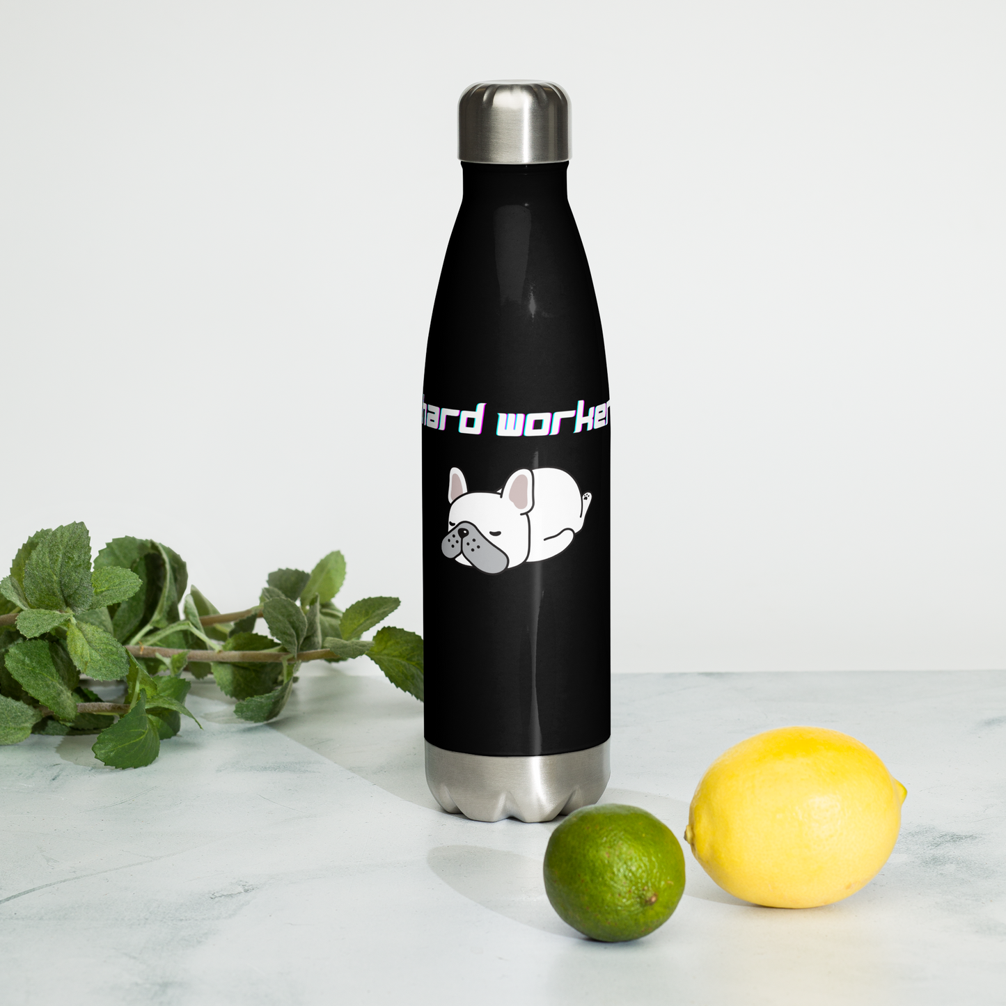 Hard Worker Frenchie Stainless Steel Water Bottle